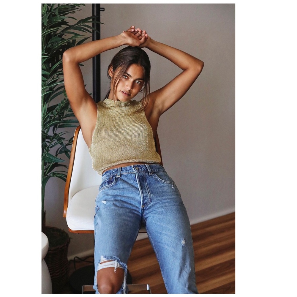 Free People Gold top S